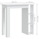 HKH Mesa de Bar com Prateleiras em Derivados de Madeira - Branco