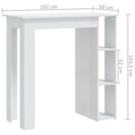 HKH Mesa de BarPrateleiras em Derivados de Madeira Brilhante - Branco