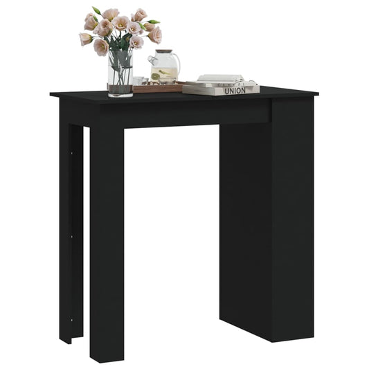 HKH Mesa de Bar com Prateleiras em Derivados de Madeira - Preto