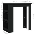 HKH Mesa de Bar com Prateleiras em Derivados de Madeira - Preto