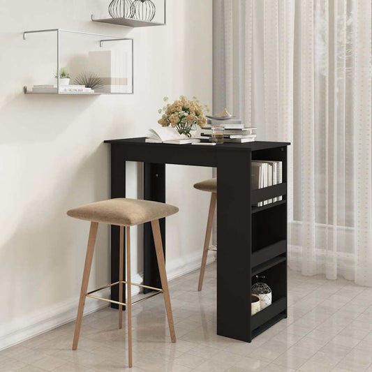 HKH Mesa de Bar con Estantes de Aglomerado - Negro