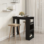 HKH Mesa de Bar com Prateleiras em Derivados de Madeira - Preto