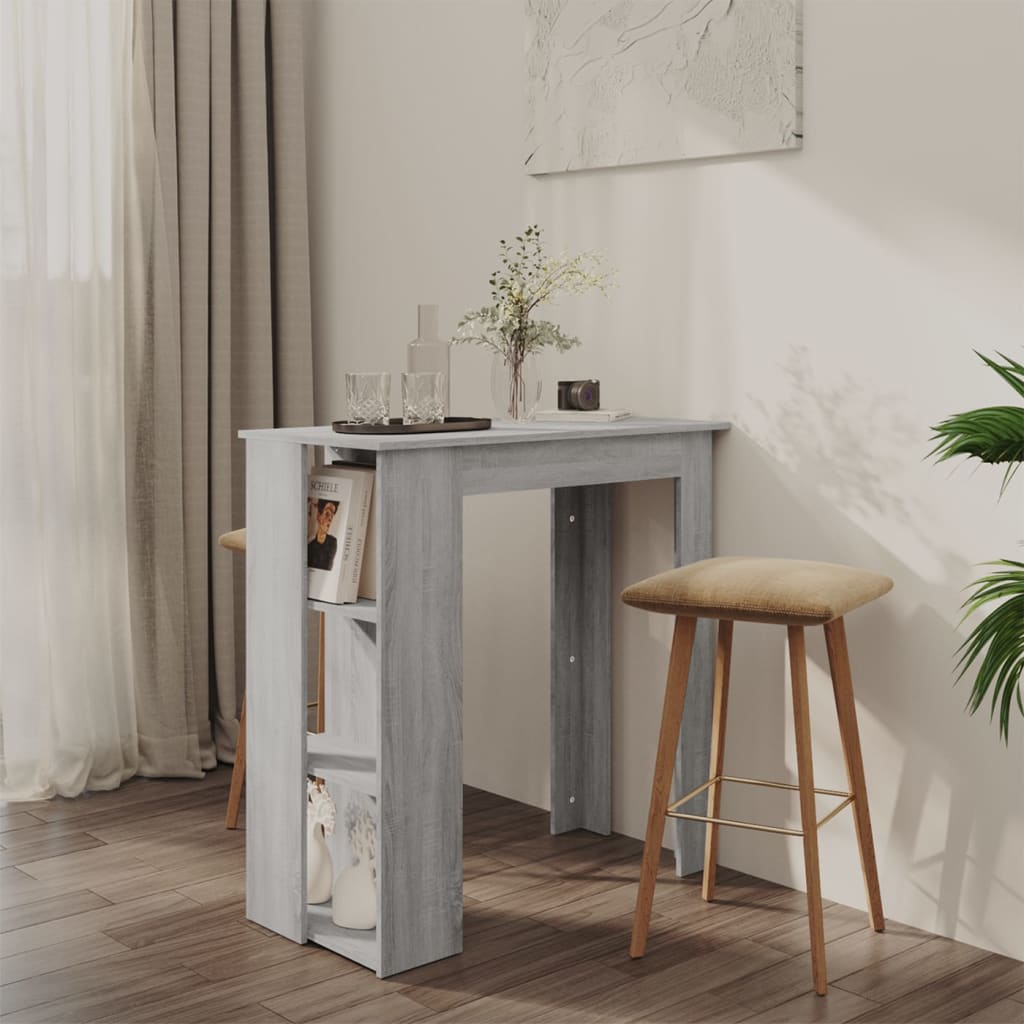 Mesa de bar HKH con estantes de aglomerado gris Sonoma