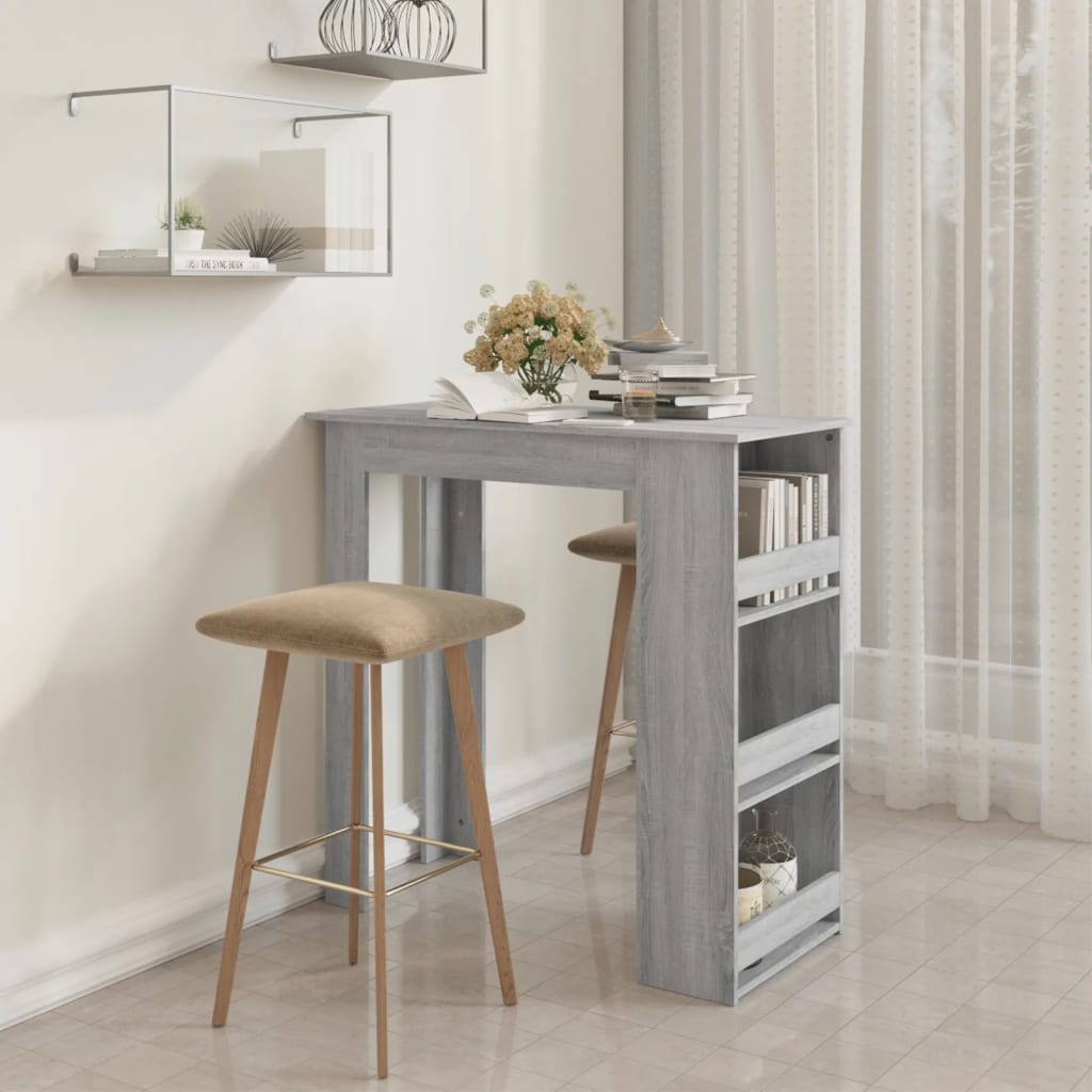 Mesa de bar HKH con estantes de aglomerado gris Sonoma