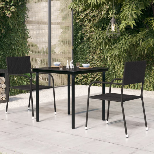 HKH Mesa de Jantar para Jardim Aço e Vidro - Preto
