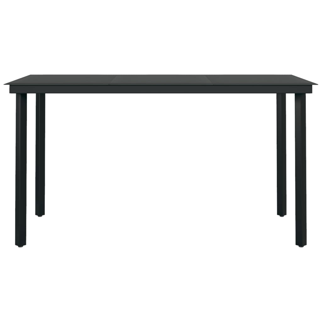 HKH Mesa de Jantar para Jardim Aço e Vidro - Preto