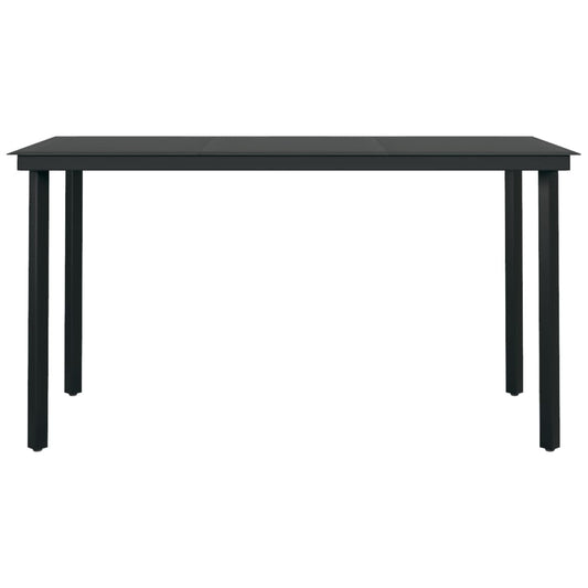 HKH Mesa de Jantar para Jardim Aço e Vidro - Preto
