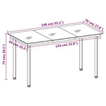 HKH Mesa de Jantar para Jardim Aço e Vidro - Preto
