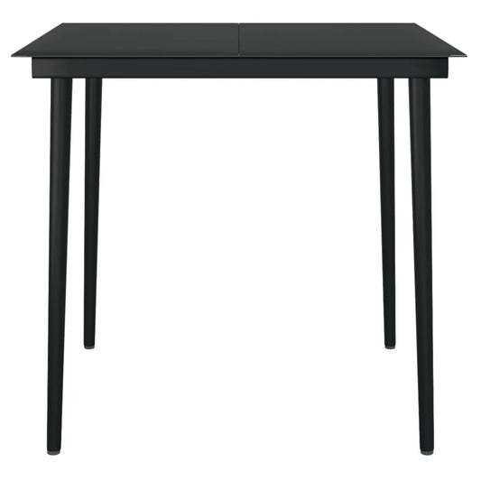 HKH Mesa de Jantar para Jardim Aço e Vidro - Preto