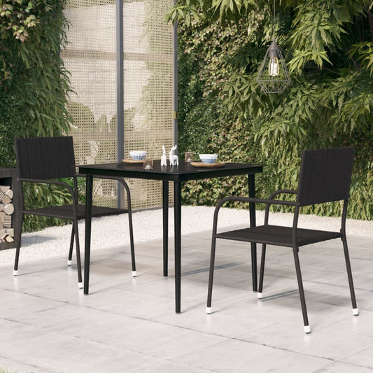 HKH Mesa de Jantar para Jardim Aço e Vidro - Preto