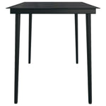 HKH Mesa de Jantar para Jardim Aço e Vidro - Preto