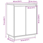 HKH Aparador Clássico em Pinho Maciço 60 X 34 X 75 Cm - Branco