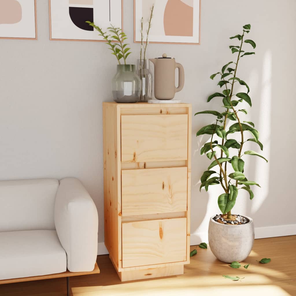 Aparador clásico HKH de madera de pino maciza (sin tratar) de 32 x 34 x 75 cm