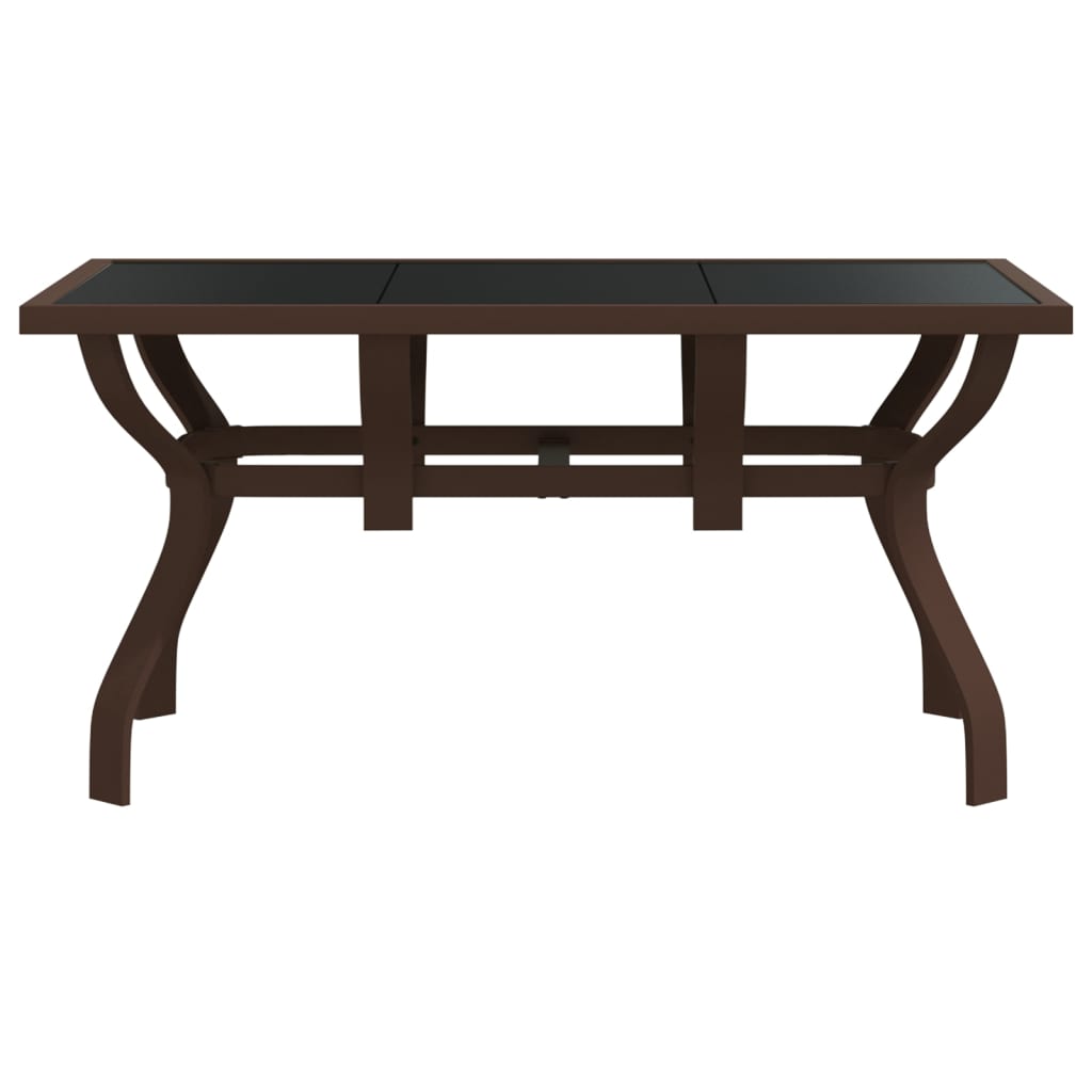 HKH Mesa de Jardim Aço e Vidro Castanho/preto - Marrom