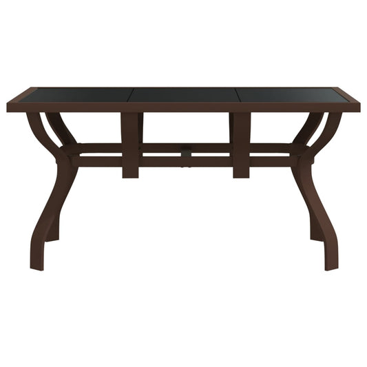 HKH Mesa de Jardim Aço e Vidro Castanho/preto - Marrom