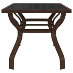 HKH Mesa de Jardim Aço e Vidro Castanho/preto - Marrom