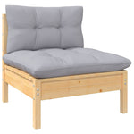 HKH 4 Pcs Conjunto Lounge de Jardim C/ Almofadões Cinzentos Pinho - Cinzeto