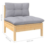 HKH 4 Pcs Conjunto Lounge de Jardim C/ Almofadões Cinzentos Pinho - Cinzeto