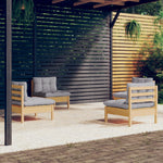 HKH 4 Pcs Conjunto Lounge de Jardim C/ Almofadões Cinzentos Pinho - Cinzeto
