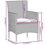 HKH 3 Pcs Conjunto de Jantar para Jardim Vime Pe - Cinzento