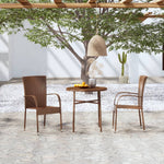 HKH 3 Pcs Conjunto de Jantar para Jardim Vime Pe Castanho - Marrom