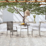 HKH 3 Pcs Conjunto de Jantar para Jardim Vime Pe Cinzento - Cinzeto