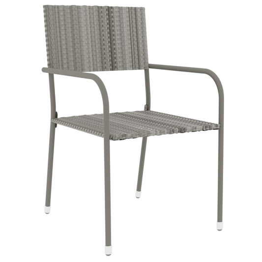 HKH 3 Pcs Conjunto de Jantar para Jardim Vime Pe Cinzento - Cinzeto