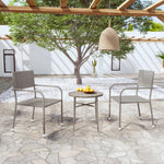 HKH 3 Pcs Conjunto de Jantar para Jardim Vime Pe Cinzento - Cinzeto