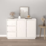 HKH Aparador Rústico em Pinho Maciço com 2 Portas e 3 Gavetas 111 X 34 X 75 Cm - Branco