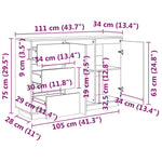 HKH Aparador Rústico em Pinho Maciço com 2 Portas e 3 Gavetas 111 X 34 X 75 Cm - Branco