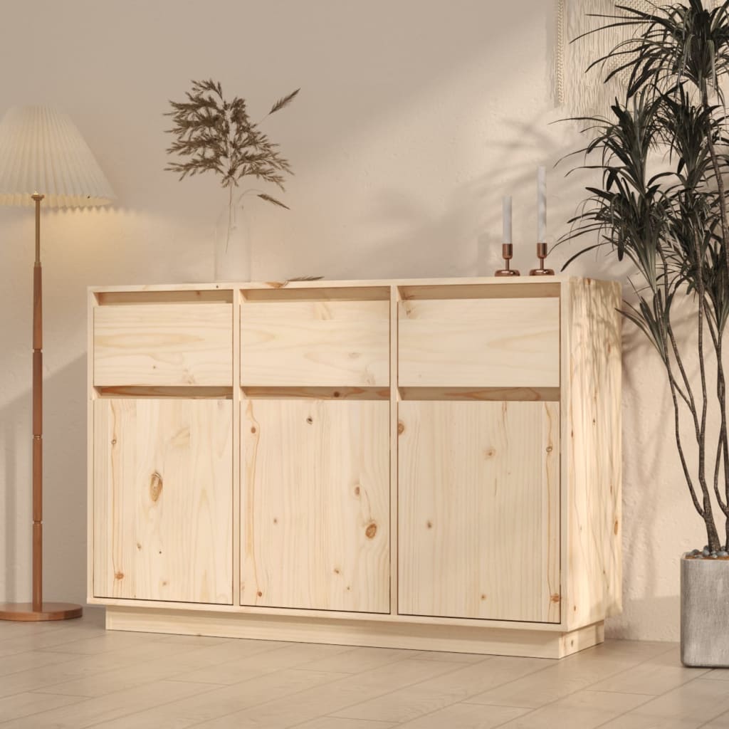 HKH Aparador Rústico de Madera Maciza de Pino (Sin Tratar) 110 X 34 X 75 Cm