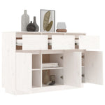 HKH Aparador rústico en pino macizo 110 x 34 x 75 cm - Blanco