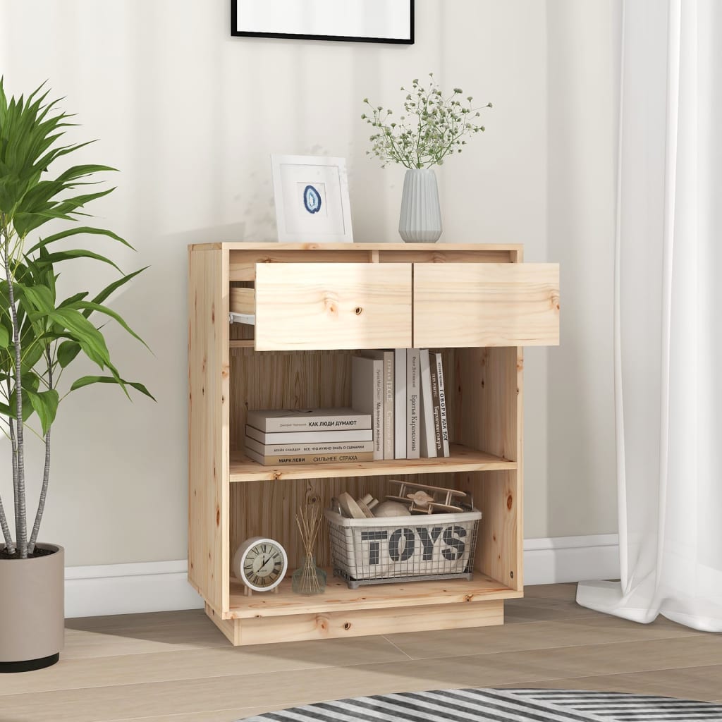 HKH Armario Consola Rústico de Madera de Pino Maciza (Sin Tratar) 60 X 34 X 75 Cm