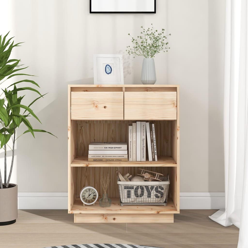 HKH Armario Consola Rústico de Madera de Pino Maciza (Sin Tratar) 60 X 34 X 75 Cm