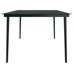 HKH Mesa de Jantar para Jardim Aço e Vidro - Preto