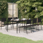 HKH Mesa de Jantar para Jardim Aço e Vidro - Preto