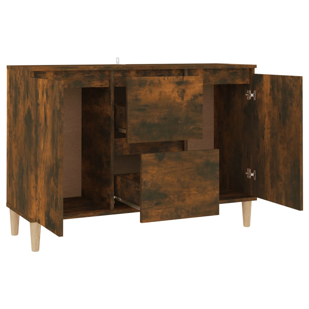 HKH Aparador de madera procesada, madera con 2 puertas y 2 cajones 101 x 35 x 70 cm - Roble ahumado