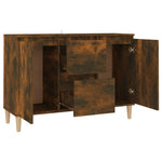 HKH Aparador de madera procesada, madera con 2 puertas y 2 cajones 101 x 35 x 70 cm - Roble ahumado