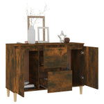 HKH Aparador de madera procesada, madera con 2 puertas y 2 cajones 101 x 35 x 70 cm - Roble ahumado