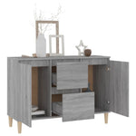 HKH Aparador de Madera Aglomerada, Madera con 2 Puertas y 2 Cajones 101 X 35 X 70 Cm - Sonoma Gris