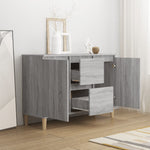 HKH Aparador de Madera Aglomerada, Madera con 2 Puertas y 2 Cajones 101 X 35 X 70 Cm - Sonoma Gris
