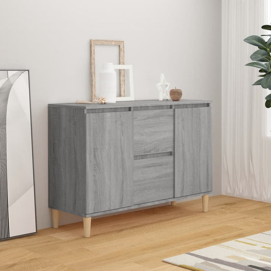 HKH Aparador de Madera Aglomerada, Madera con 2 Puertas y 2 Cajones 101 X 35 X 70 Cm - Sonoma Gris