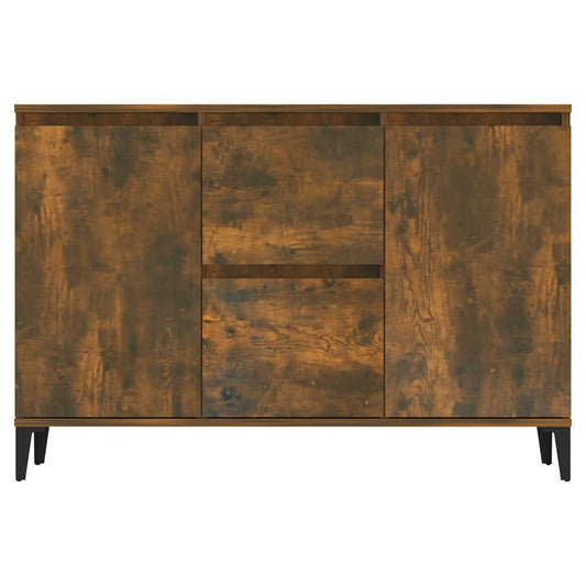 HKH Aparador em Madeira Processada, Metal com 2 Portas e 2 Gavetas 102 X 35 X 70 Cm - Carvalho Fumado