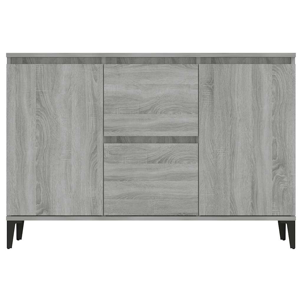 HKH Aparador en Madera Procesada, Metal con 2 Puertas y 2 Cajones 102 X 35 X 70 Cm - Sonoma Gris