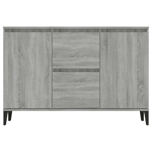 HKH Aparador em Madeira Processada, Metal com 2 Portas e 2 Gavetas 102 X 35 X 70 Cm - Sonoma Cinzento