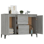 HKH Aparador em Madeira Processada, Metal com 2 Portas e 2 Gavetas 102 X 35 X 70 Cm - Sonoma Cinzento