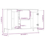 HKH Aparador em Madeira Processada, Metal com 2 Portas e 2 Gavetas 102 X 35 X 70 Cm - Sonoma Cinzento