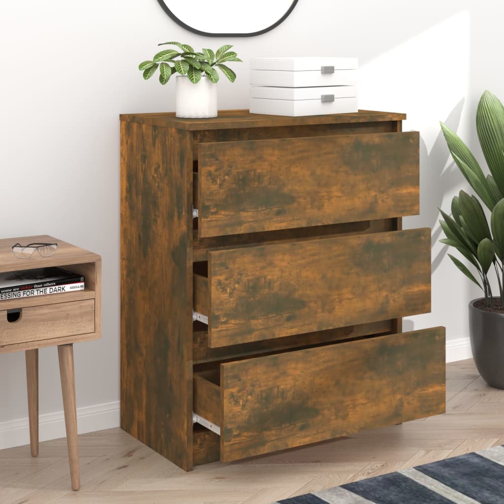 Aparador alto HKH de madera procesada 60 x 35 x 76 cm - Roble ahumado