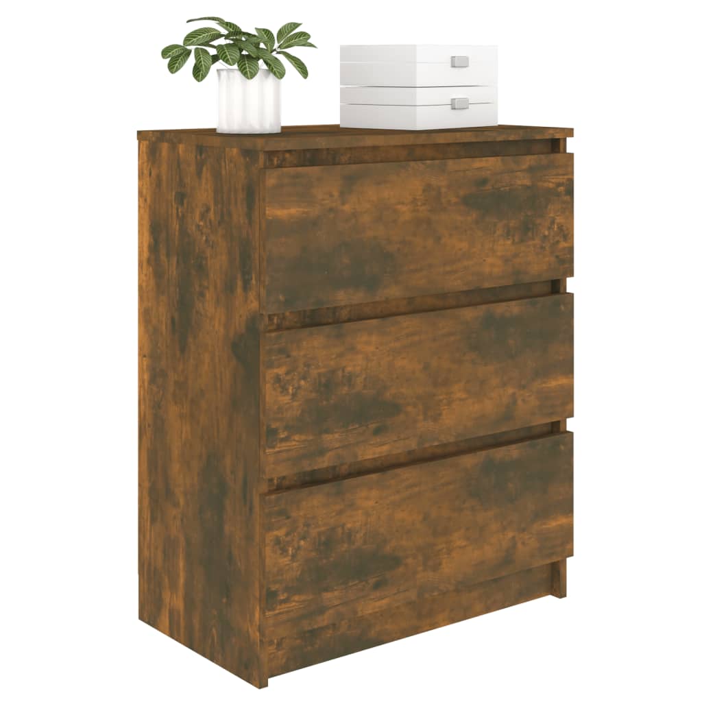 Aparador alto HKH de madera procesada 60 x 35 x 76 cm - Roble ahumado