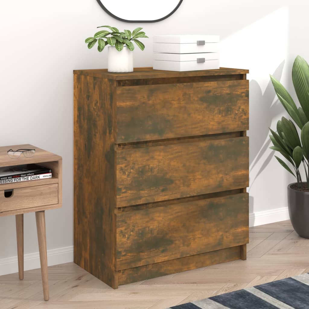 Aparador alto HKH de madera procesada 60 x 35 x 76 cm - Roble ahumado